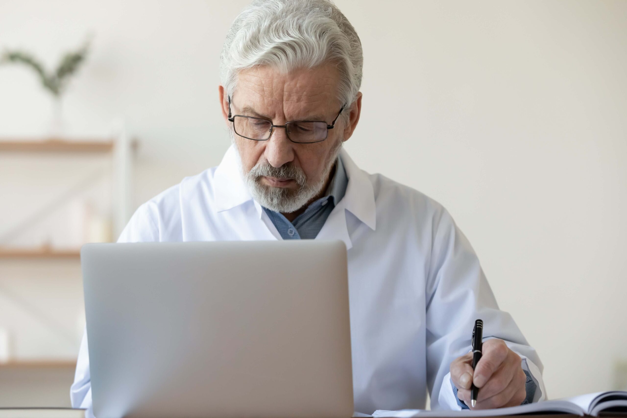 Doctor using computer